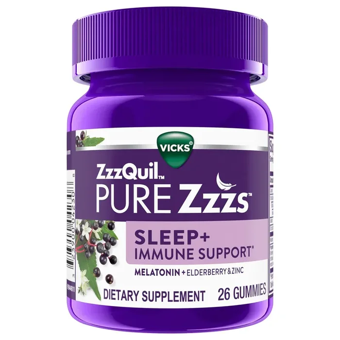 PURE Zzzs Sleep + Immune Support Melatonin Sleep Aid – Elderberry, Zinc