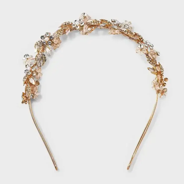 Rhinestone and Pearl Flower Cluster Hair Headband – A New Day™ Ivory