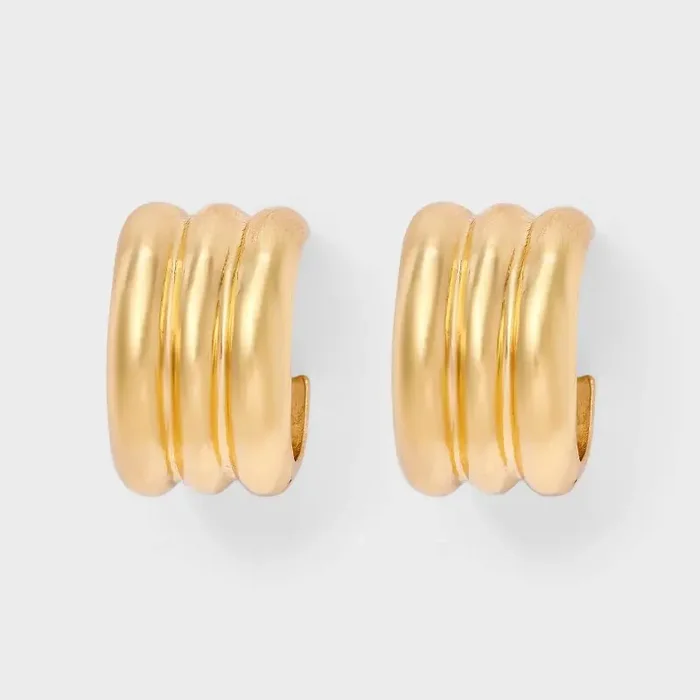 Ribbed Hoop Earrings – A New Day™ Gold
