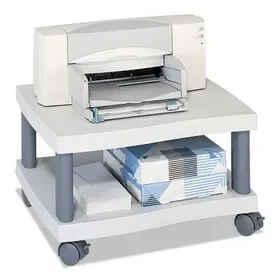 Safco SAF1861GR Wave Design Under-Desk Printer Stand, Plastic, 2 Shelves, 20″ x 17.5″ x 11.5″, White/Charcoal Gray, Price/EA