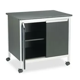 Safco SAF1872BL Deluxe Steel Machine Stand, Metal, 3 Shelves, 32″ x 24.5″ x 30.25″, Black, Price/EA