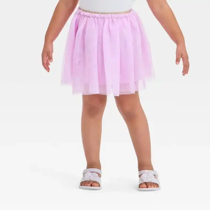 Toddler Girls‘ Tulle Skirt – Cat & Jack™ Light Purple 2T Classic Fit, Adjustable Waistband, Above Knee Length, Machine Washable