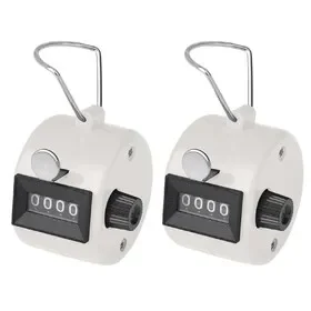TOPTIE 2 PCS Clicker Counters, Plastic Mechanical Number Pitch Counters, 4-Digit Tally Counters for Sports Events – White
