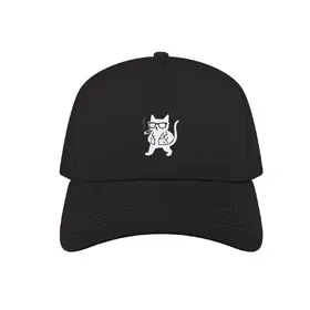 TOPTIE Handsome Cat 5 Panel Trucker Cap Snapback Mid Profile Cotton Sun Hat Adult – Embroidered