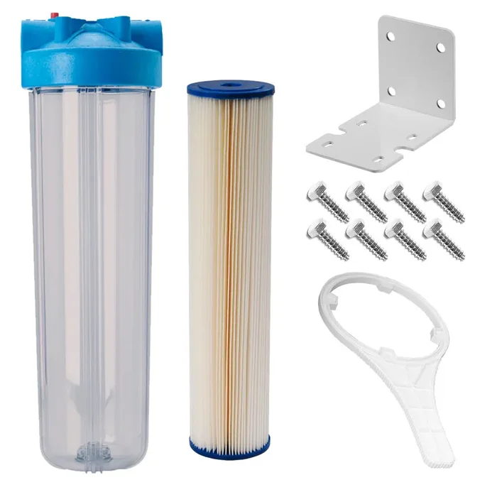 UV Light Sterilizer 1″ Ports System: 20″ x 4-1/2″ Clear 5 Micron Sediment Filter Kit
