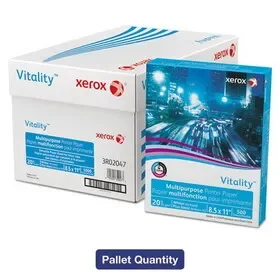 Xerox XER3R02047PLT Vitality Multipurpose Print Paper, 92 Bright, 20 lb Bond Weight, 8.5 x 11, White, 500/Ream, 10 Reams/Ct, 40 Cartons/Pallet, Price/PL